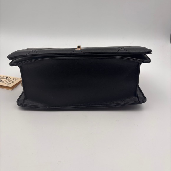 Valentino Orlandi Black Vegan Leather Quilted Crossbody Bag Gold Logo - Picture 4 of 10